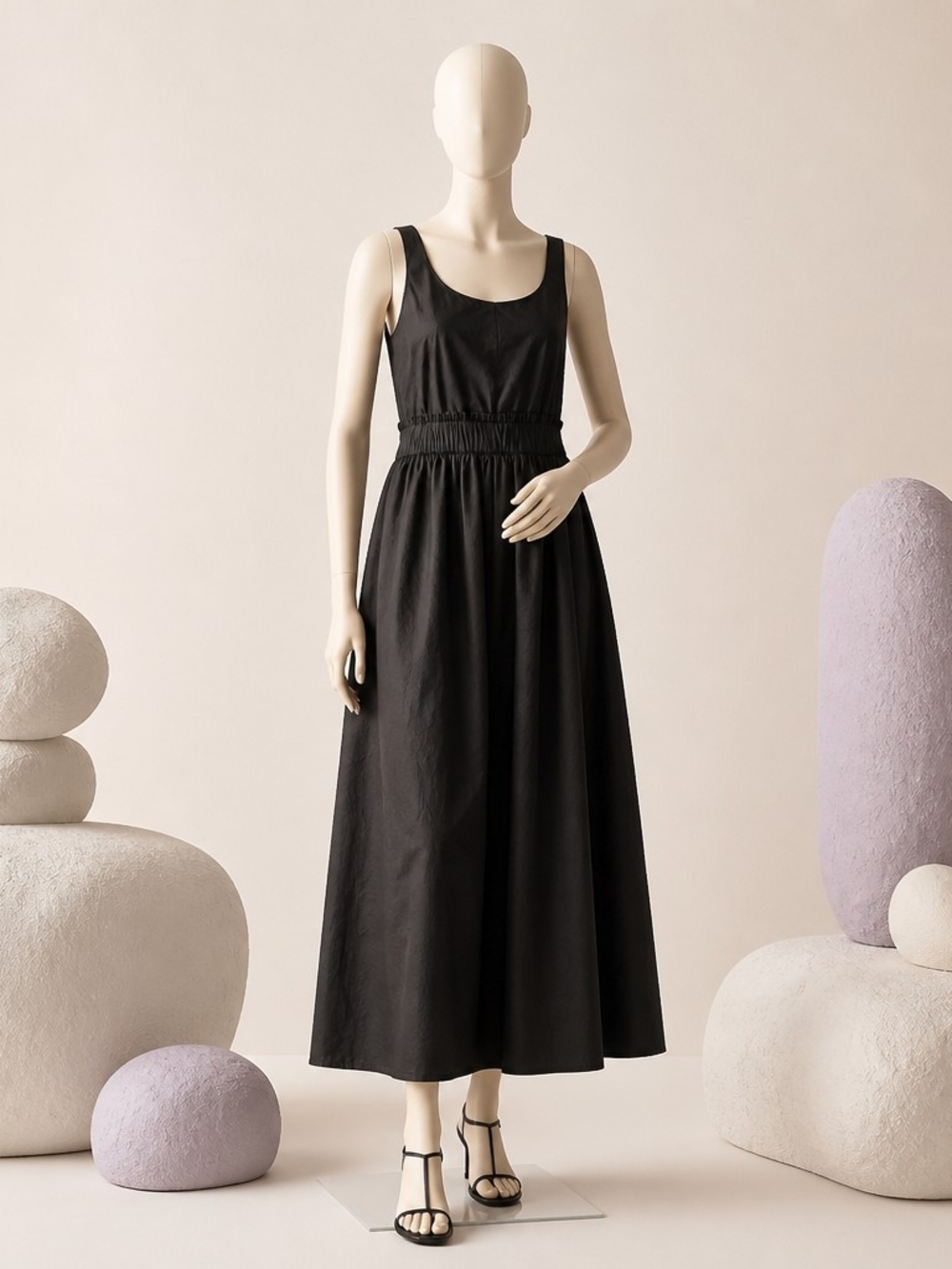 Love...ady Black Sleeveless Maxi Dress w/ Bow Back & Pockets Size Small Boho